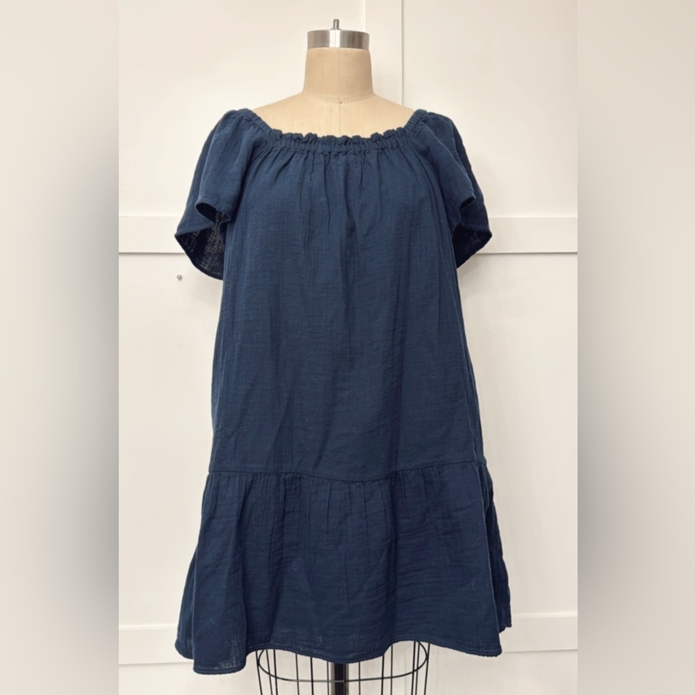 GAP Factory Blue Ruffled Off-Shoulder Sundress